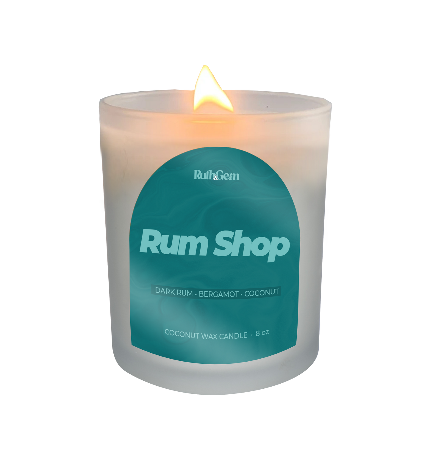 Eco-friendly coconut wax candle 8 oz. in Rum bergamot coconut scent by Ruth & Gem Home Goods