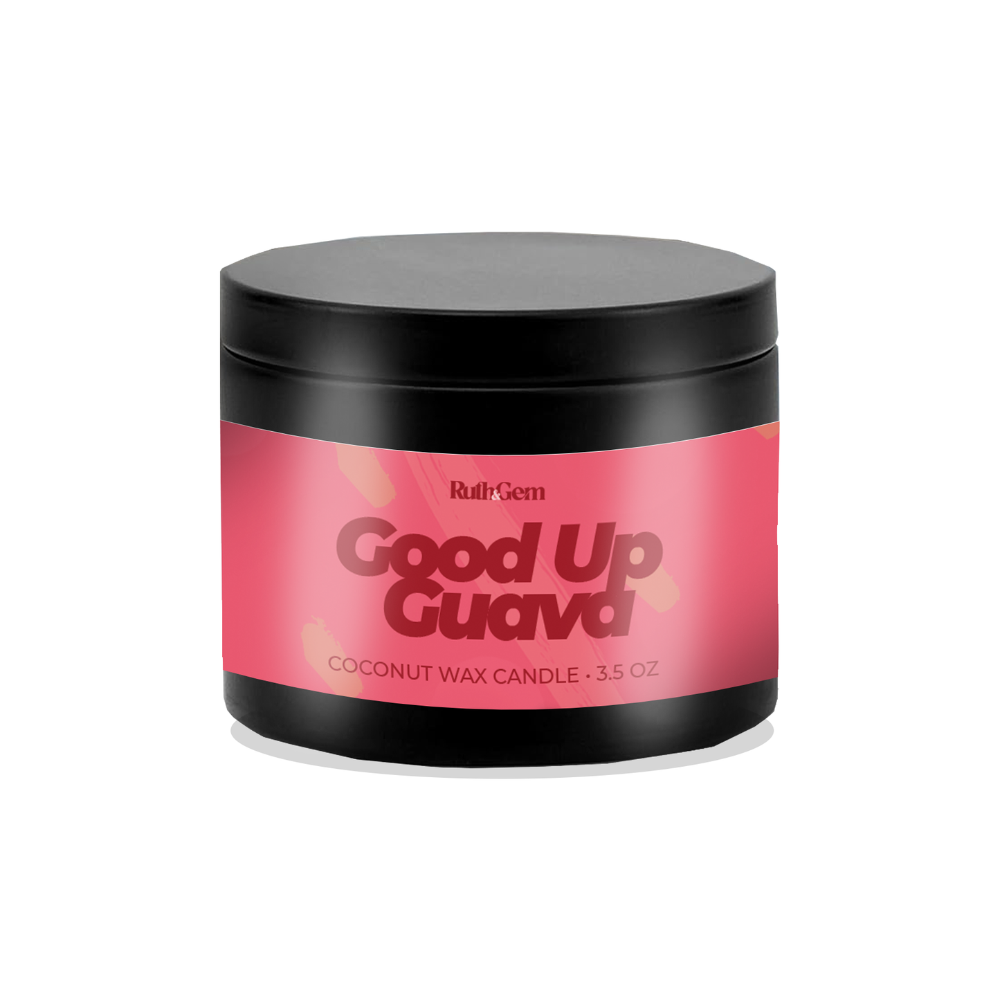 Eco-friendly coconut wax candle tin in Guava scent by Ruth & Gem Home Goods