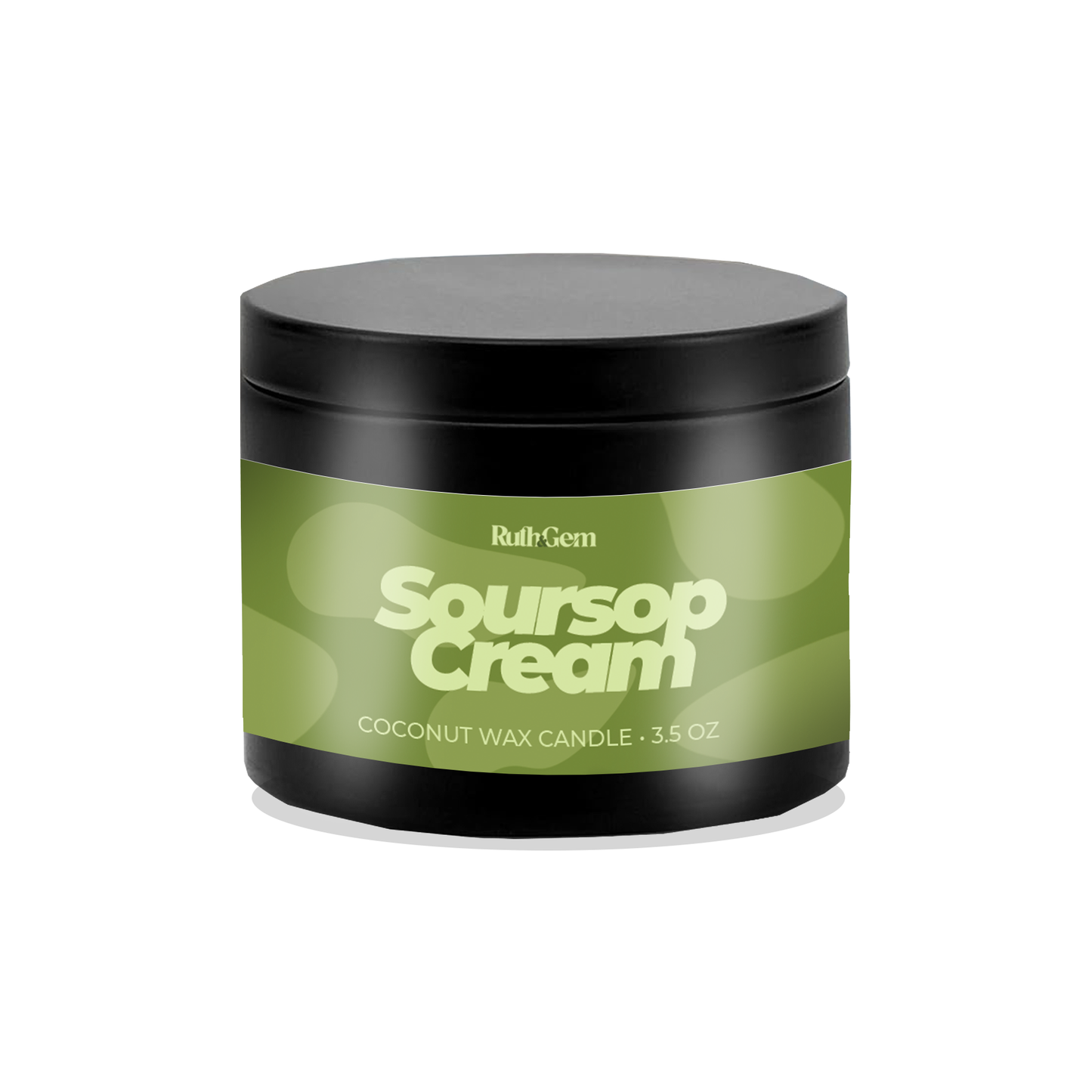 Eco-friendly coconut wax candle tin in soursop cream scent by Ruth & Gem Home Goods