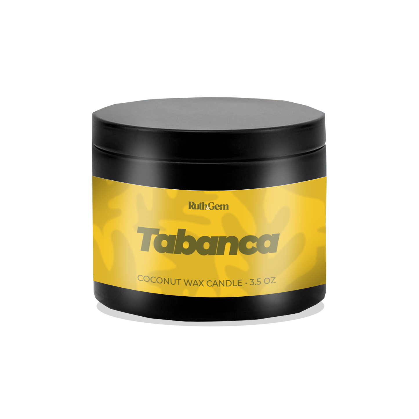 Eco-friendly coconut wax candle tin in Tabanca scent by Ruth & Gem Home Goods