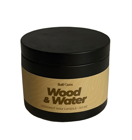 Wood & Water Candle Tin