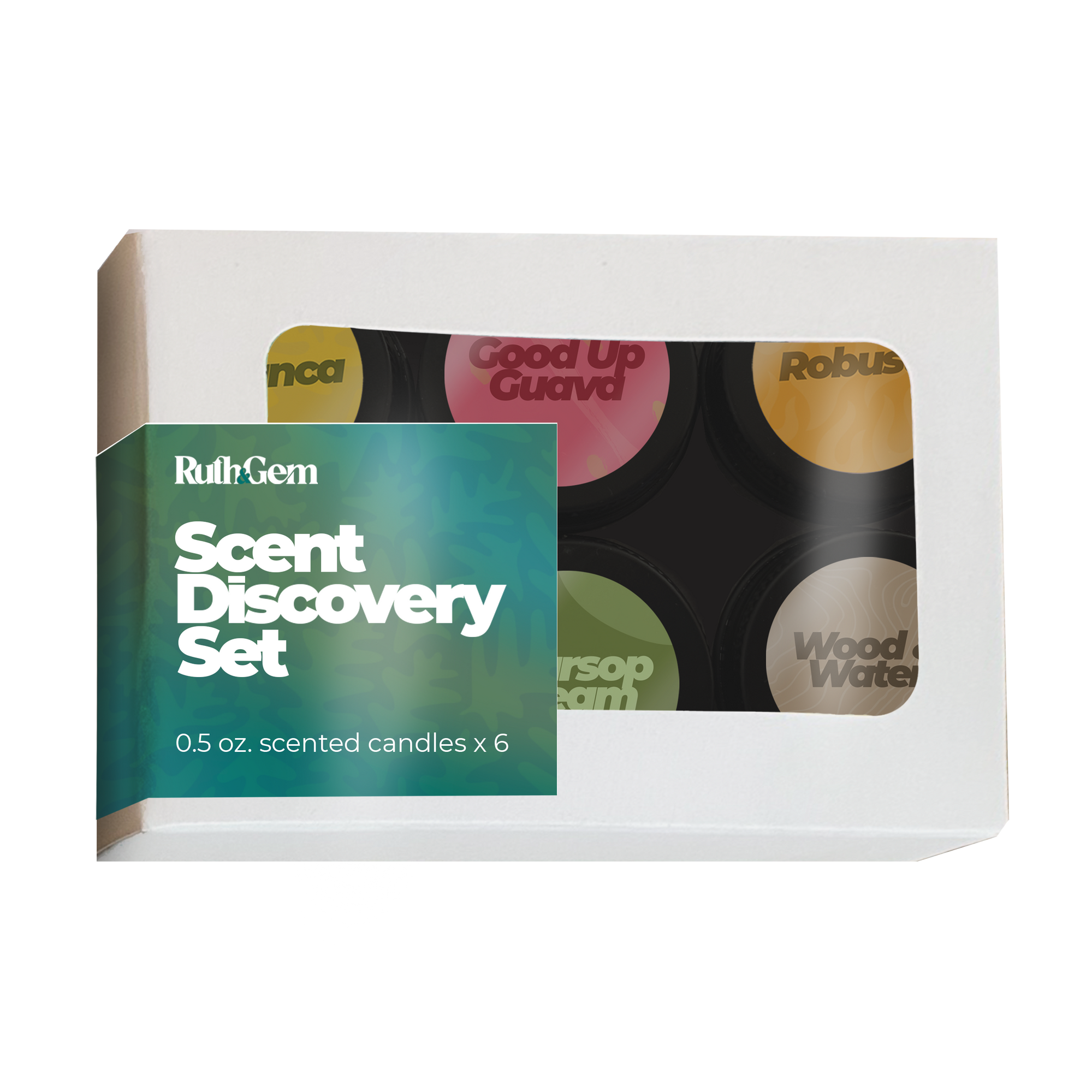 Eco-friendly coconut wax candle scent discovery set  by Ruth & Gem Home Goods